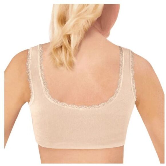 Dream Products Women 2XL 48/50 Lovely Lace Front Hook Bra Tan No Underwire NWT - Picture 1 of 3